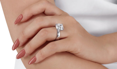 Lily Arkwright cushion lab diamond rings